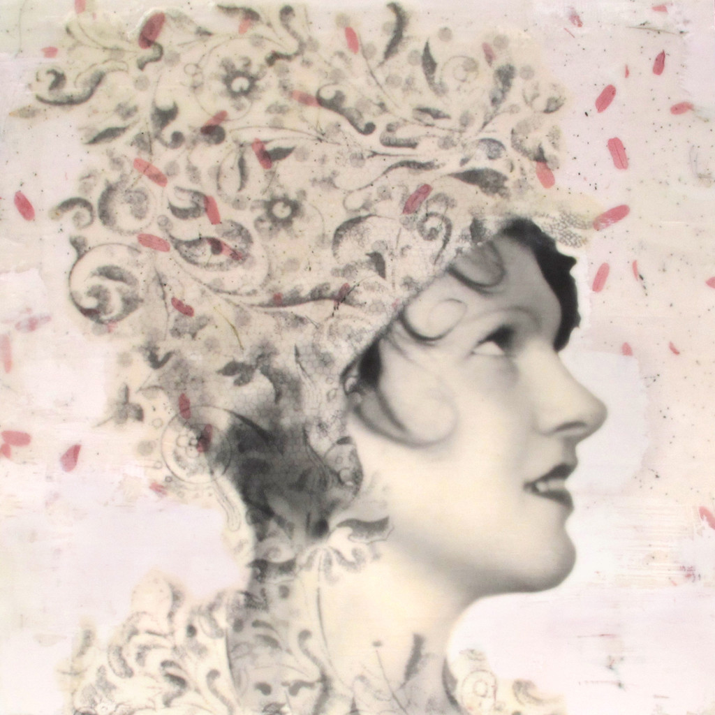 Billie, photo collage, encaustic and mixed media, 12x12x2" ©MarybethRothman