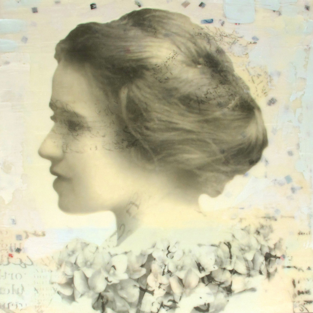 Jewel, photo collage, encaustic and mixed media, 12x12x2" ©MarybethRothman