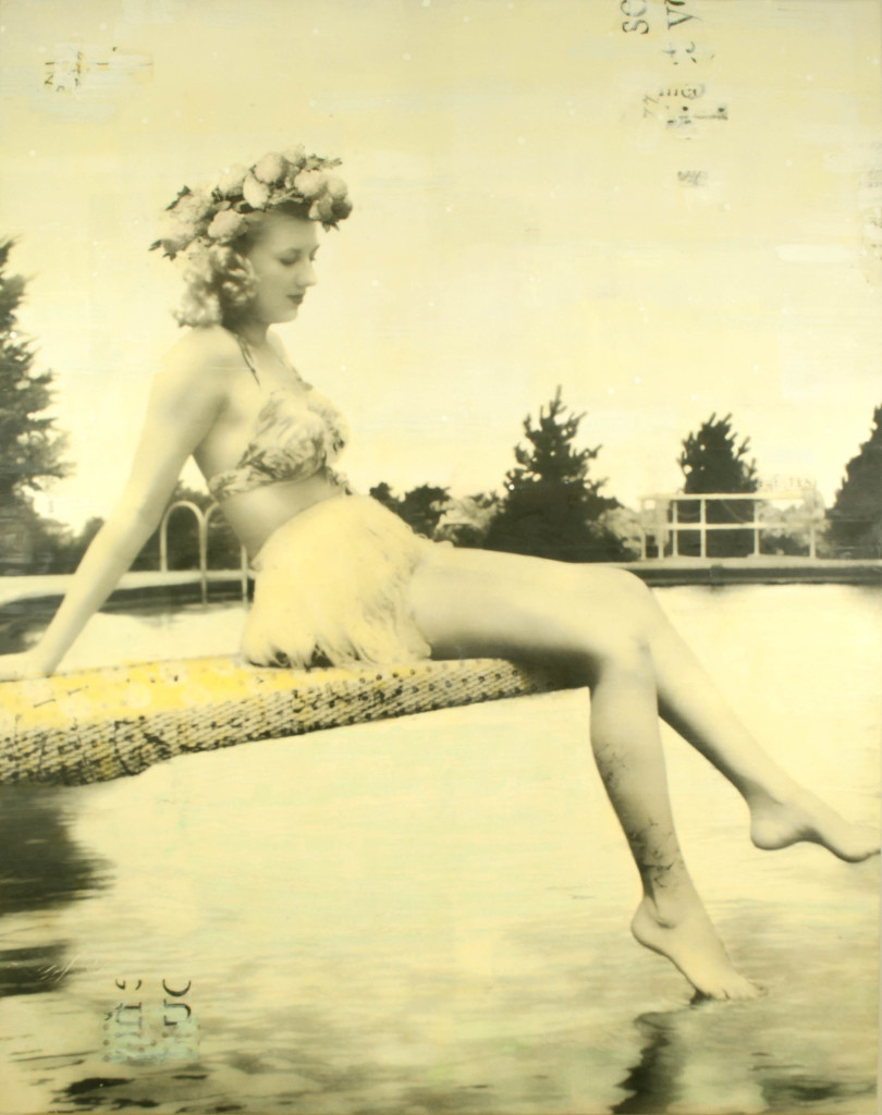 The Last Mermaid, 60x48x2", photo collage, encaustic and mixed media, by Marybeth Rothman, represented by Caldwell Snyder Gallery, San Francisco, CA.